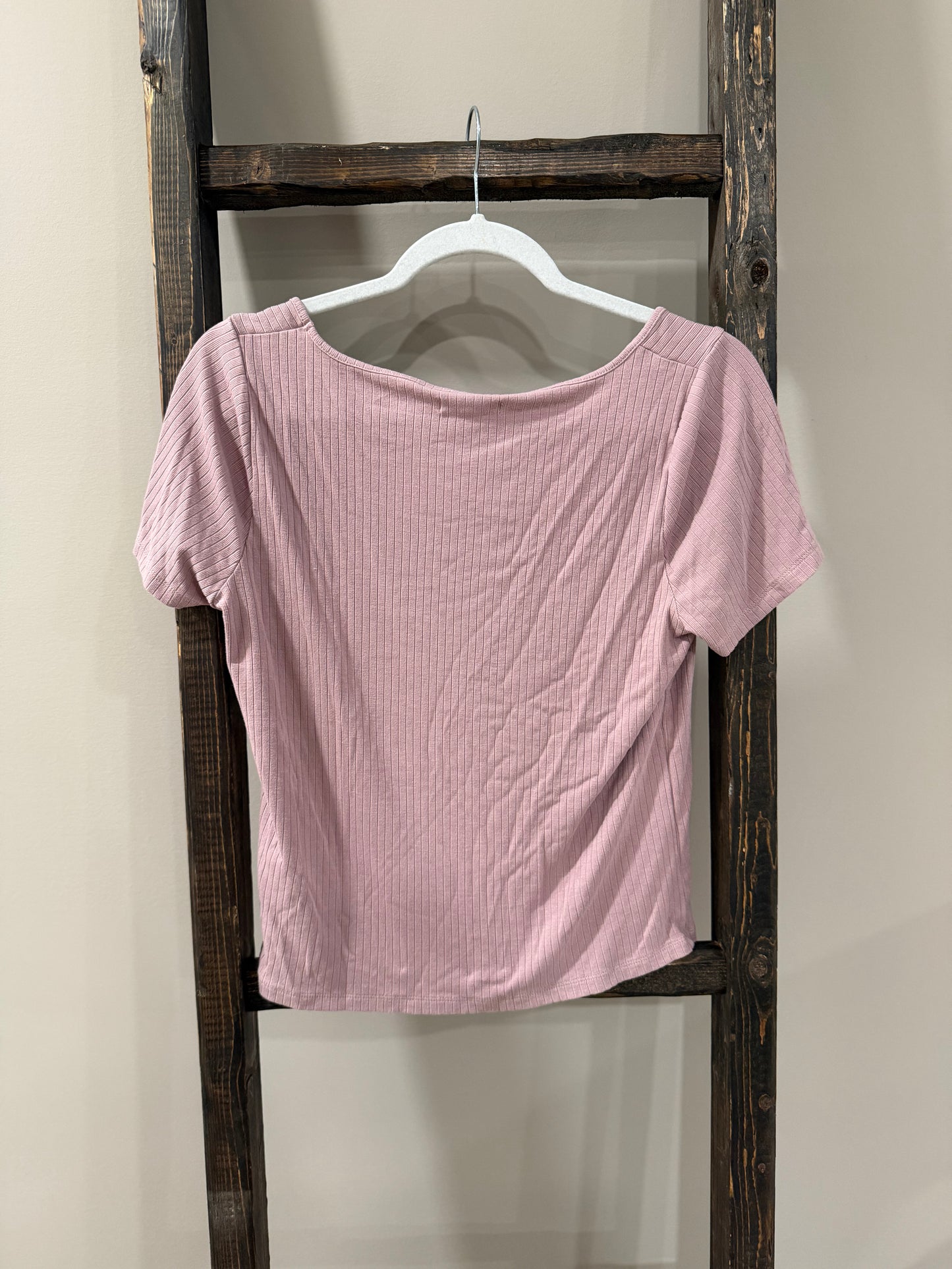 Size Large Madewell Pink Maeve Ribbed Square Neck Crop Top