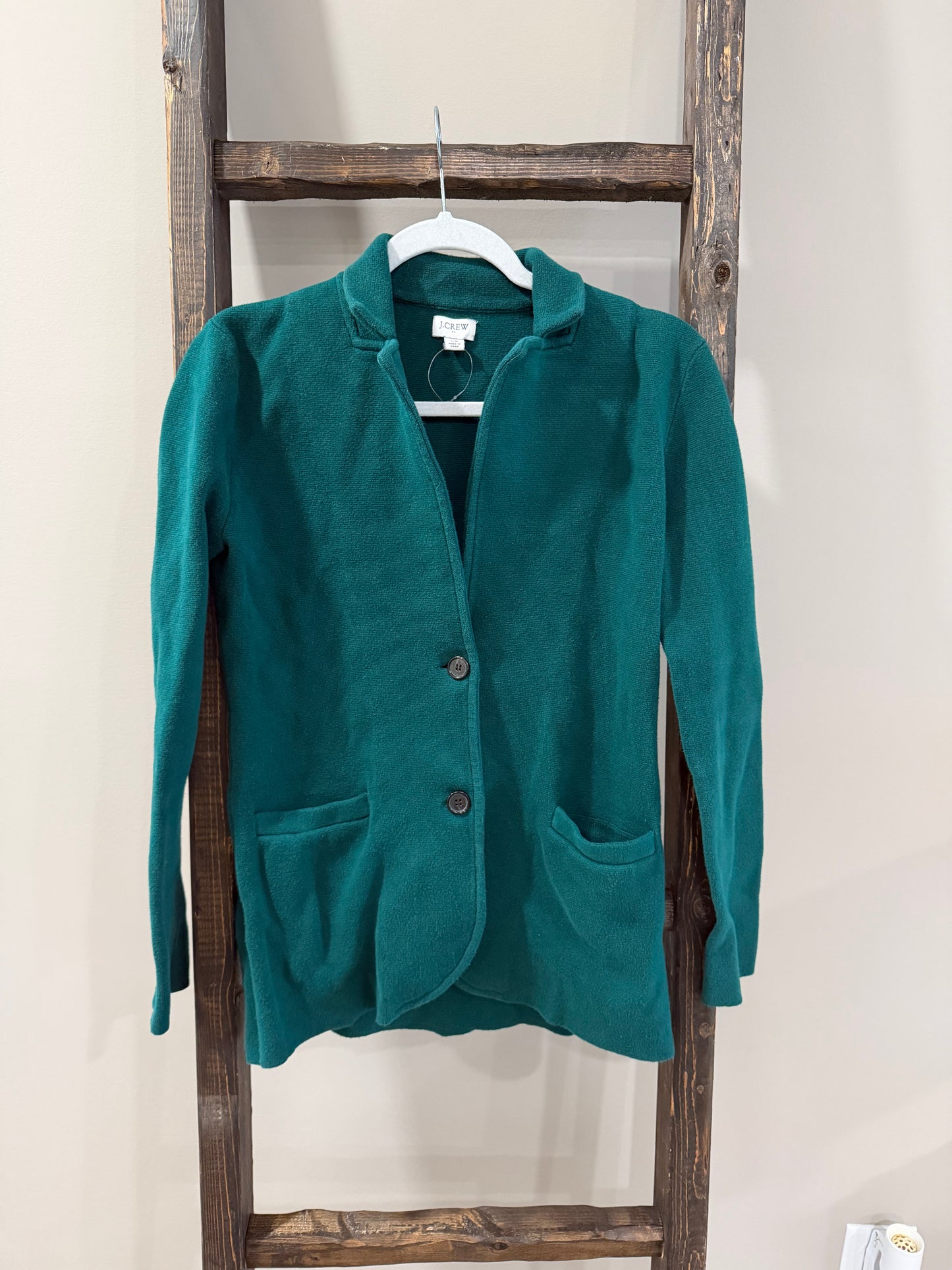 Size XS J Crew Green Sweater Blazer