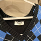 Size Large NWT Double Zero Black & Blue Argyle Cropped Sweater Vest