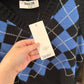 Size Large NWT Double Zero Black & Blue Argyle Cropped Sweater Vest