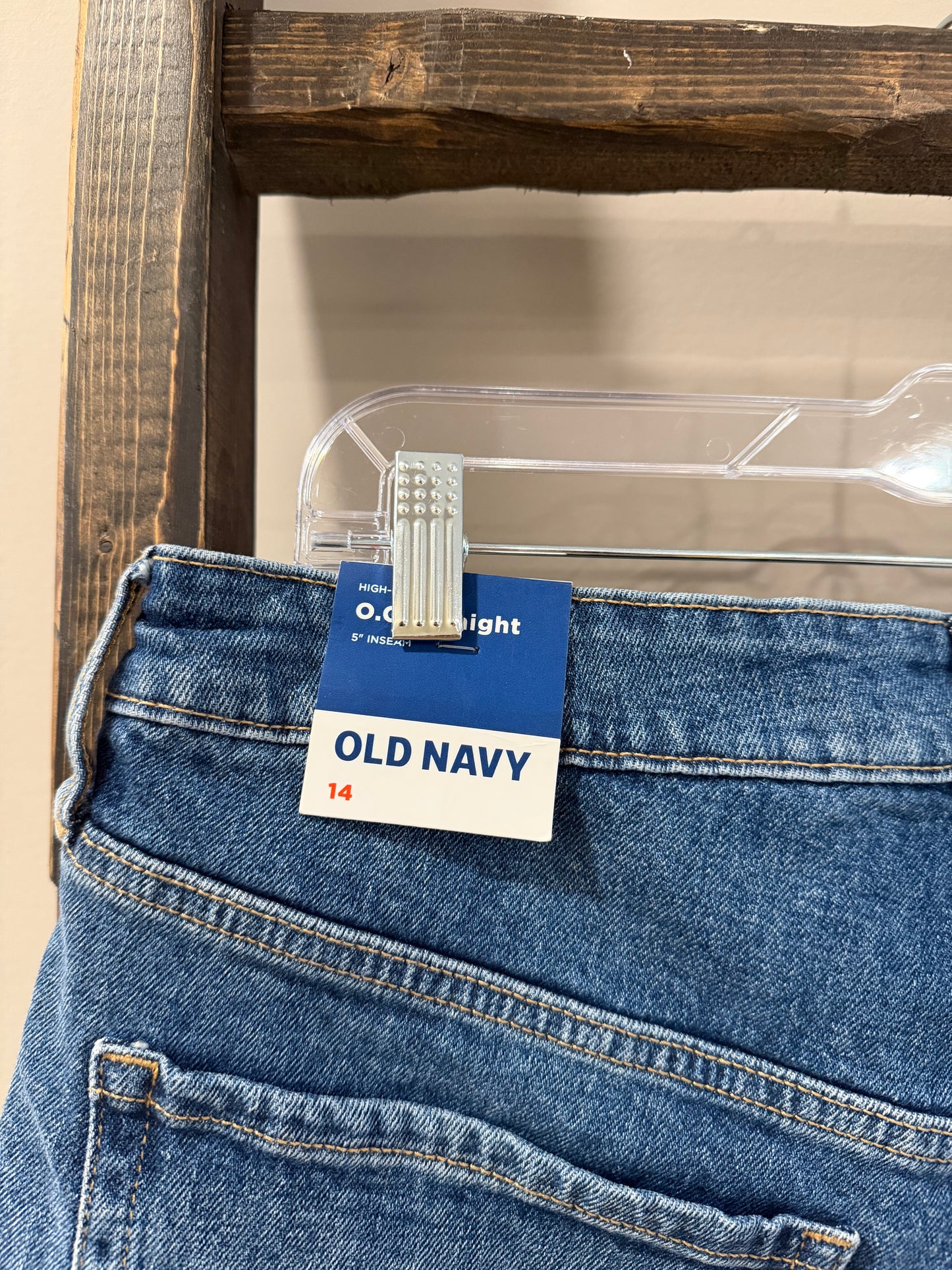 Size 14 NWT Old Navy Blue Distressed Denim Shorts With Frayed Hem