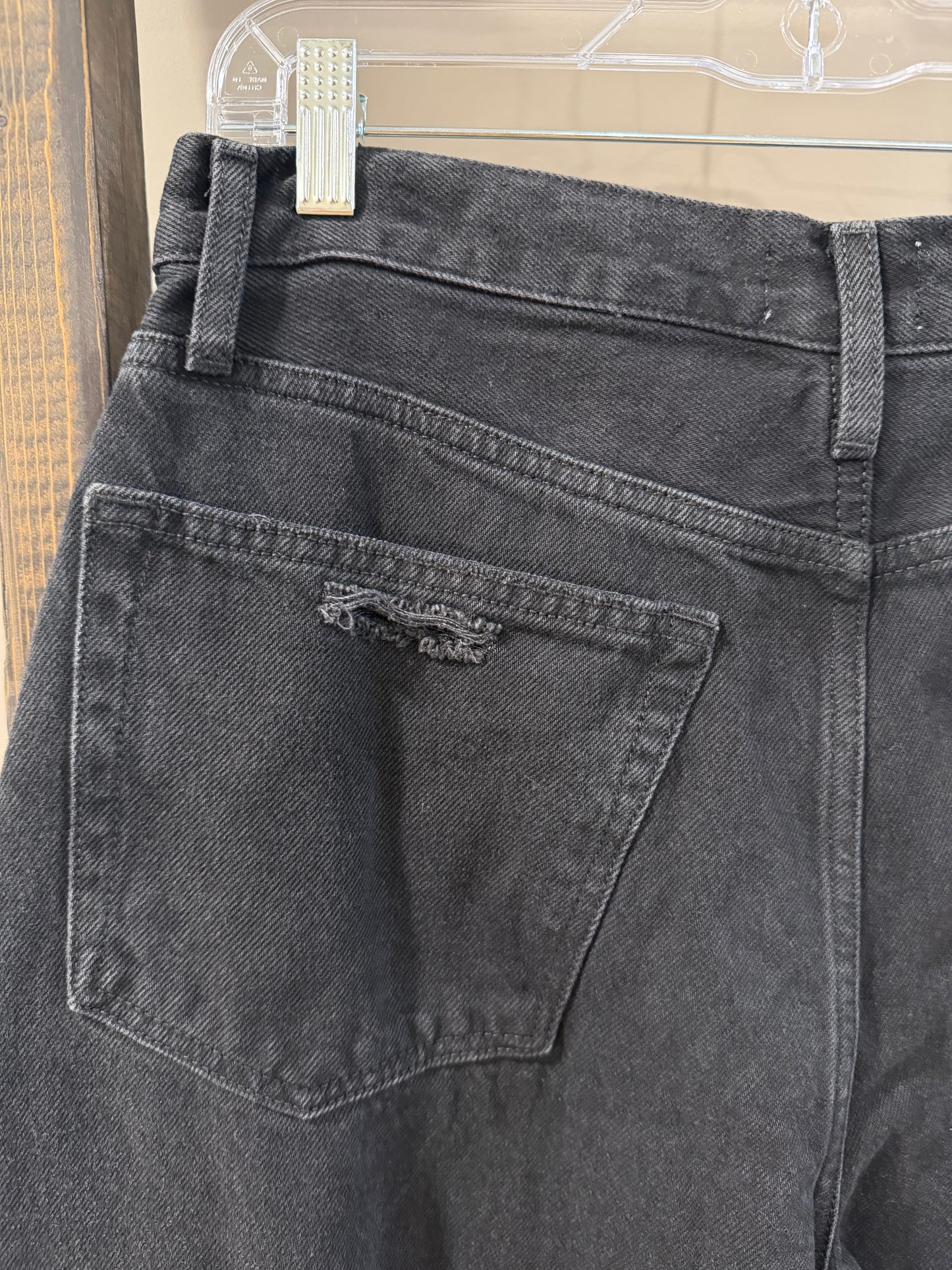 Size 29 Boyish Toby High Rise Rigid Relaxed Tapered Distressed Black Jeans