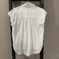 Size Small LOFT White Button Up Blouse With Ruffles &amp; Subtle Verticle Pleating