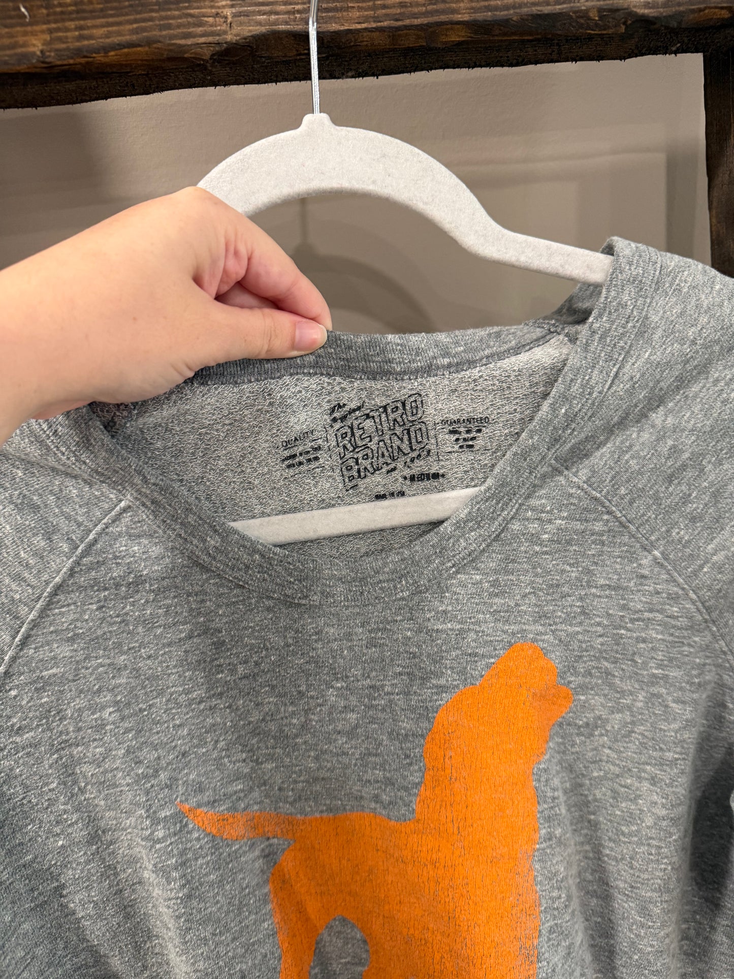 Size Medium Retro Brand Gray Long Sleeve Orange TN Smokey Silhouette Top