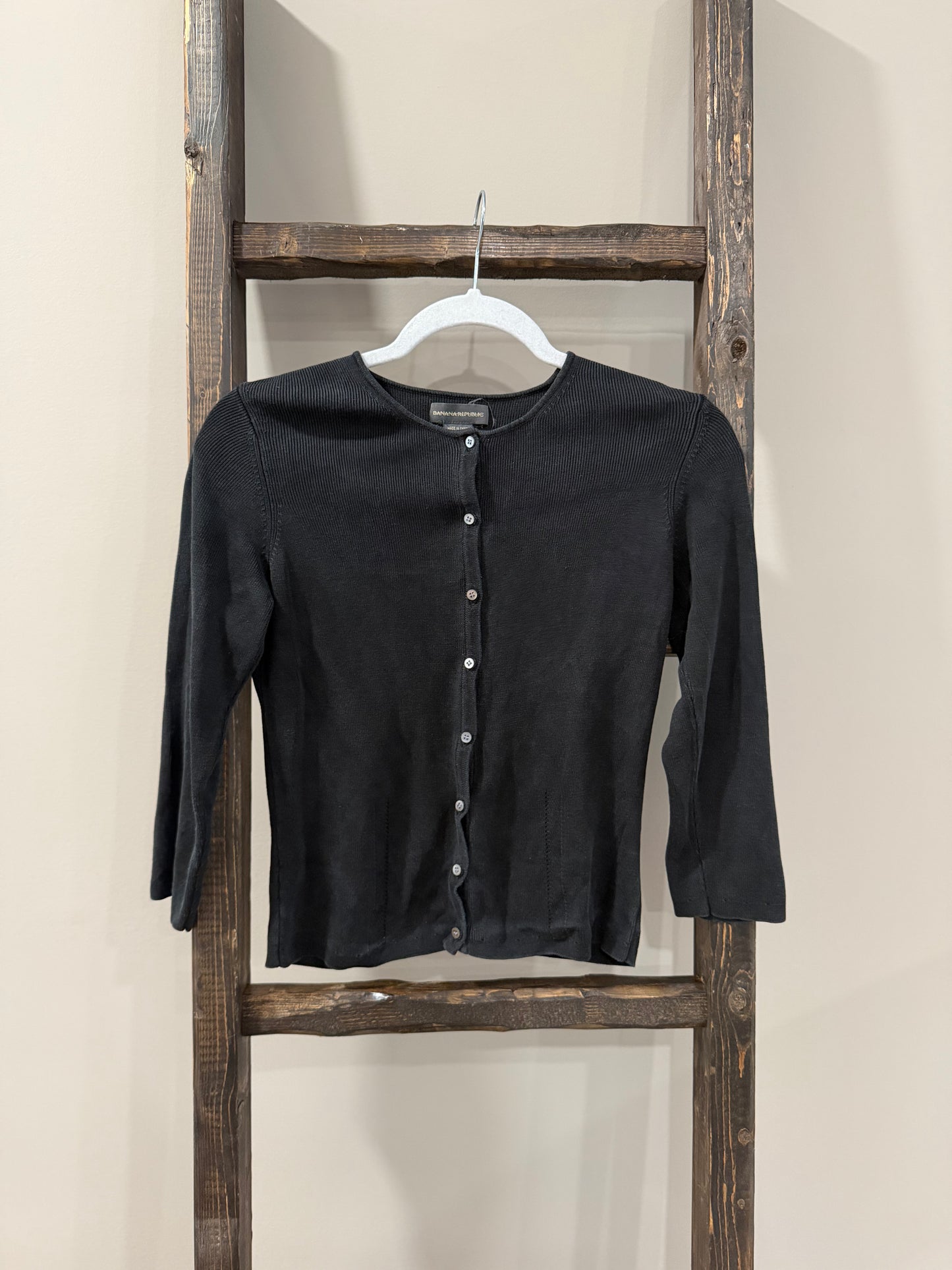 Size XS Banana Republic Black 100% Silk Cardigan