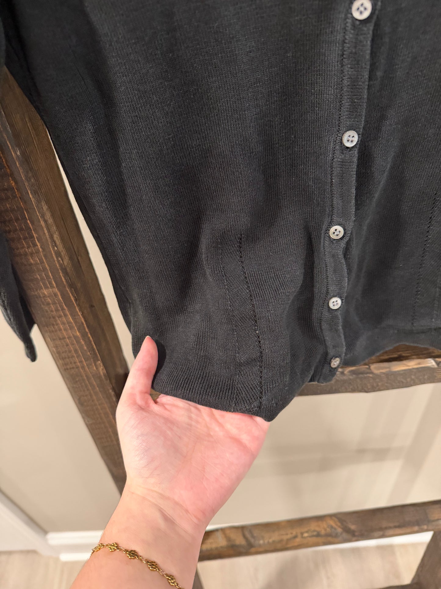 Size XS Banana Republic Black 100% Silk Cardigan