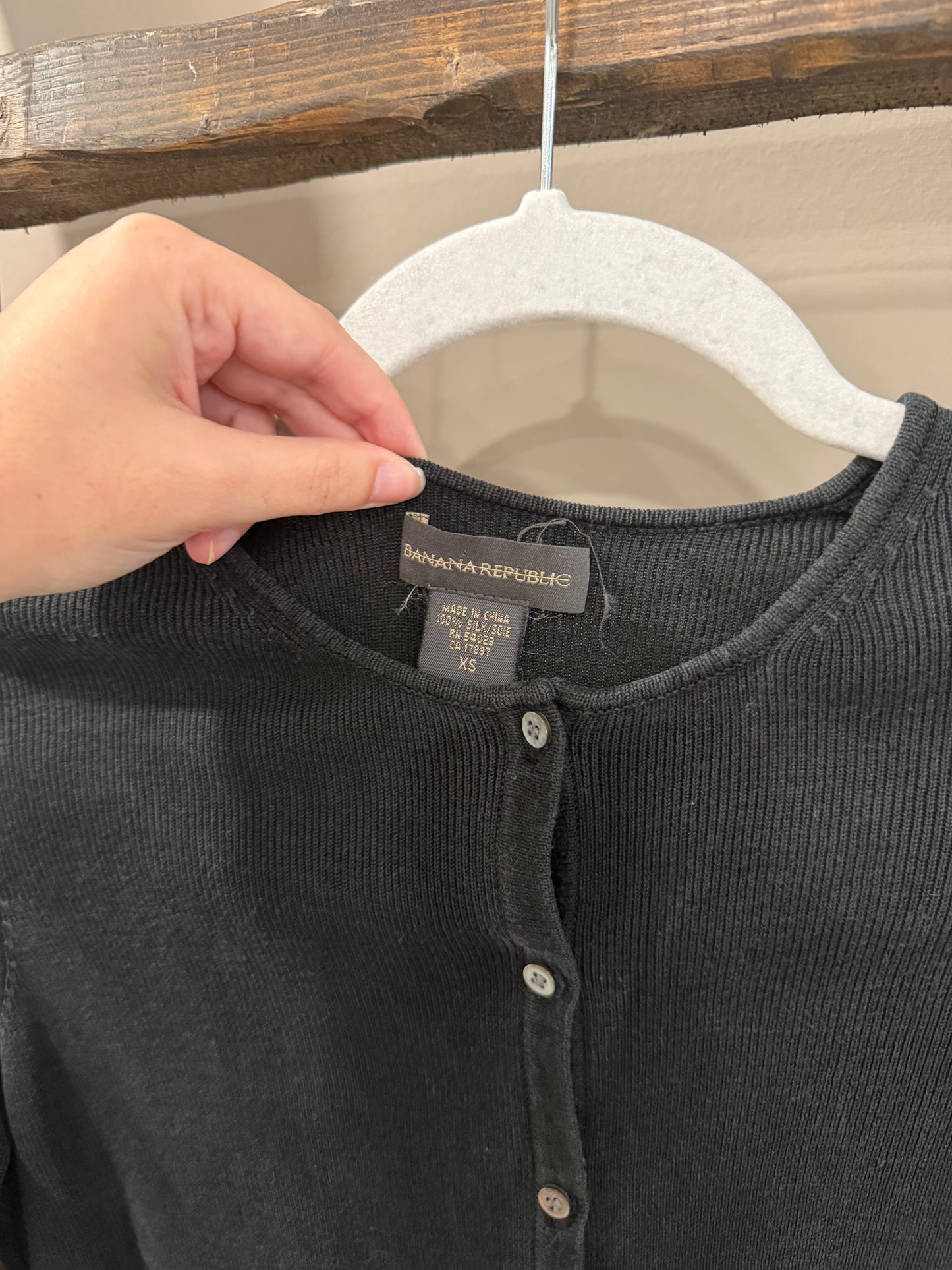 Size XS Banana Republic Black 100% Silk Cardigan