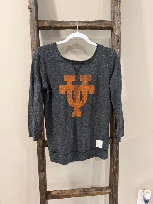 Size Small The Original Retro Brand University of Tennessee Long Sleeve Wide Neck Top