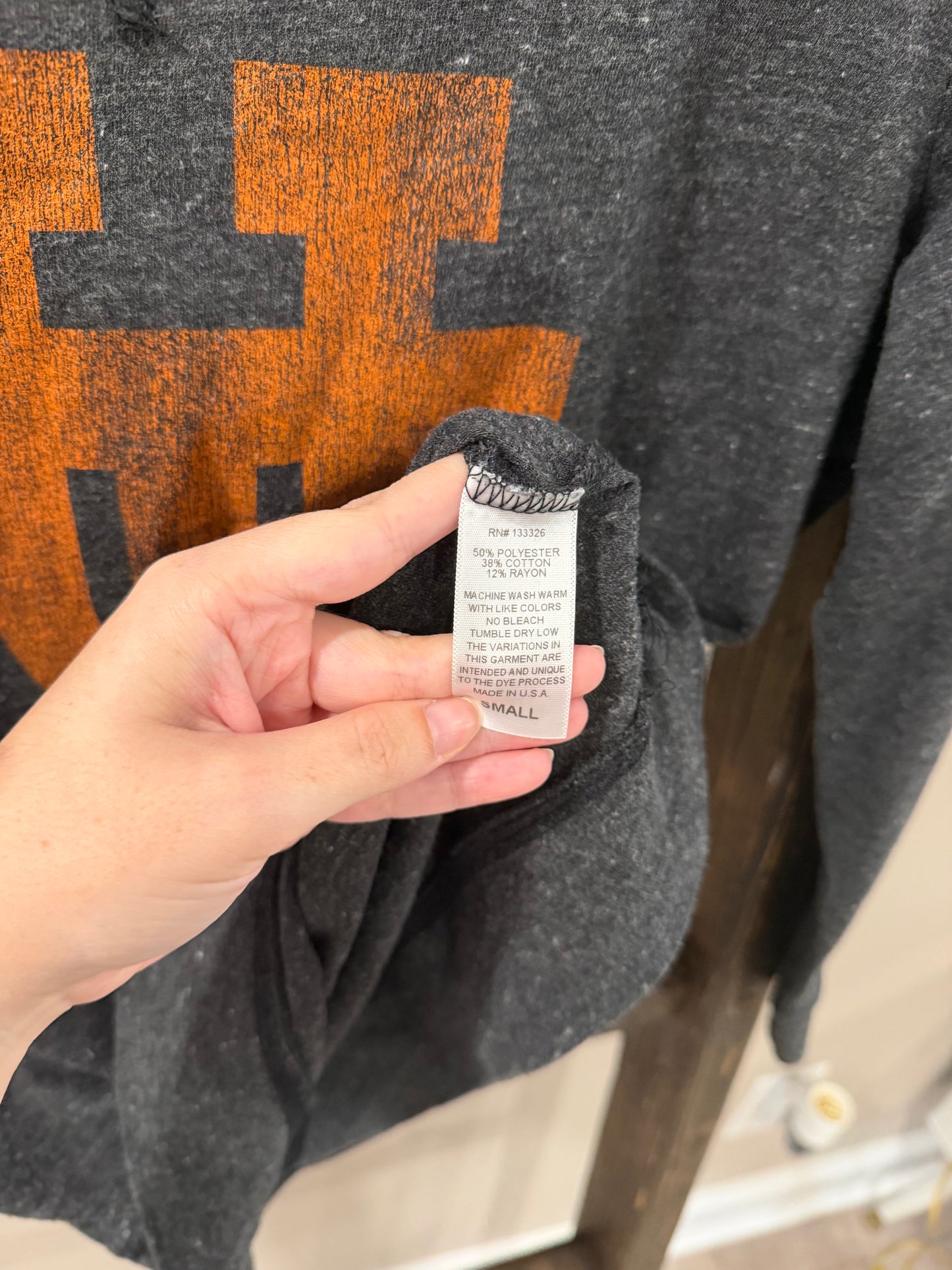 Size Small The Original Retro Brand University of Tennessee Long Sleeve Wide Neck Top