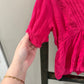 Size Large In Loom Pink Blouse With Lace Trim &amp; Button-Up Front