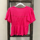 Size Large In Loom Pink Blouse With Lace Trim &amp; Button-Up Front