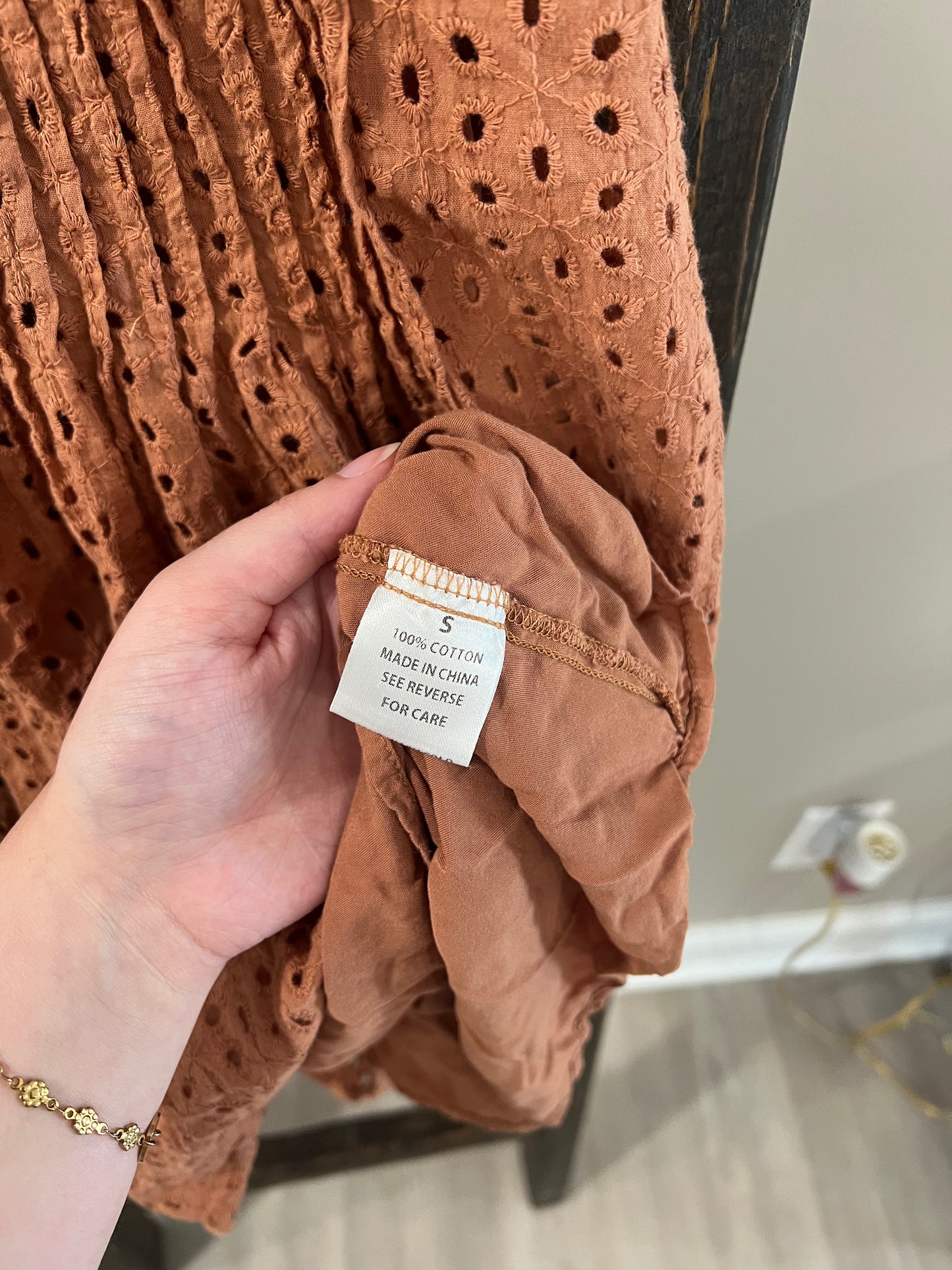 Size Small Wishlist Brown Eyelet Dress
