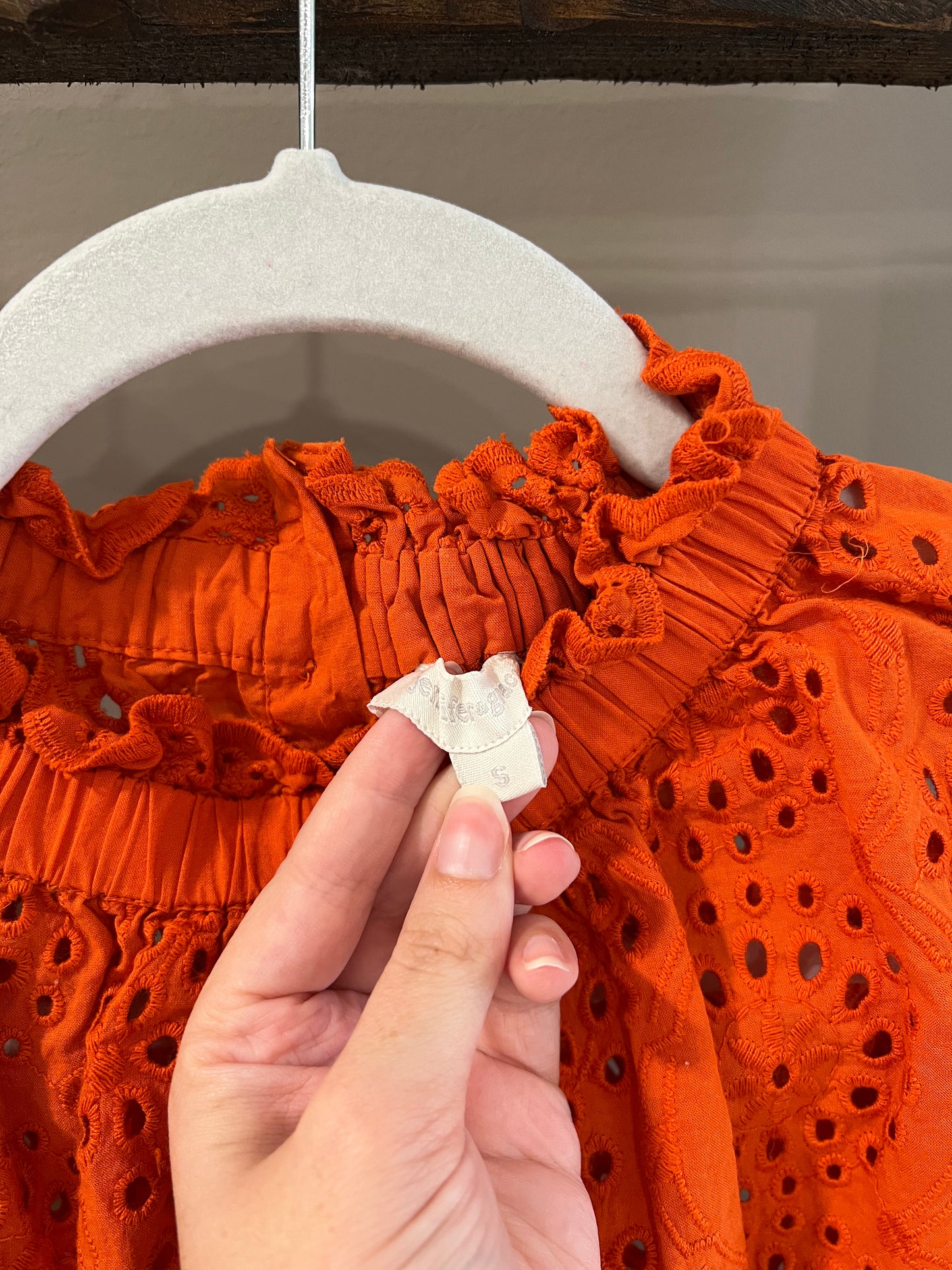 Size Small Jennifer & Grace Orange Eyelet Top