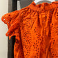 Size Small Jennifer & Grace Orange Eyelet Top