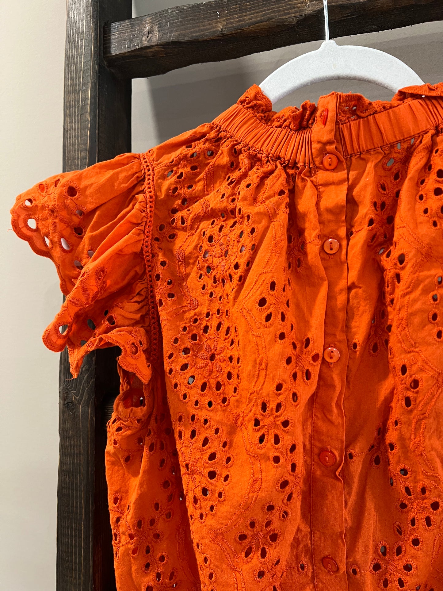 Size Small Jennifer & Grace Orange Eyelet Top