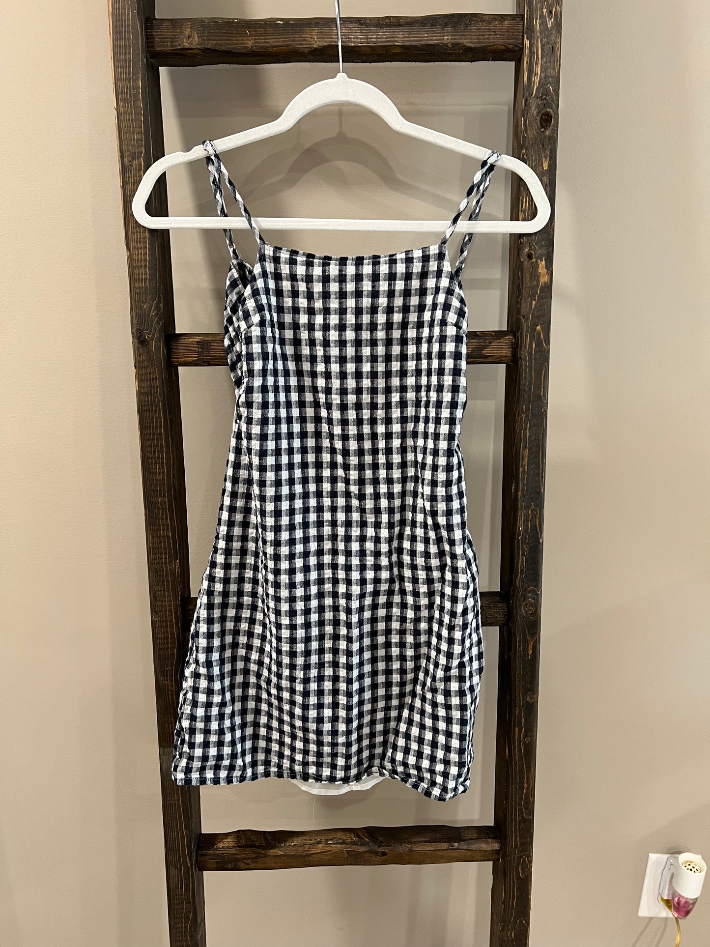 Size XS American Eagle Navy & White Gingham Dress