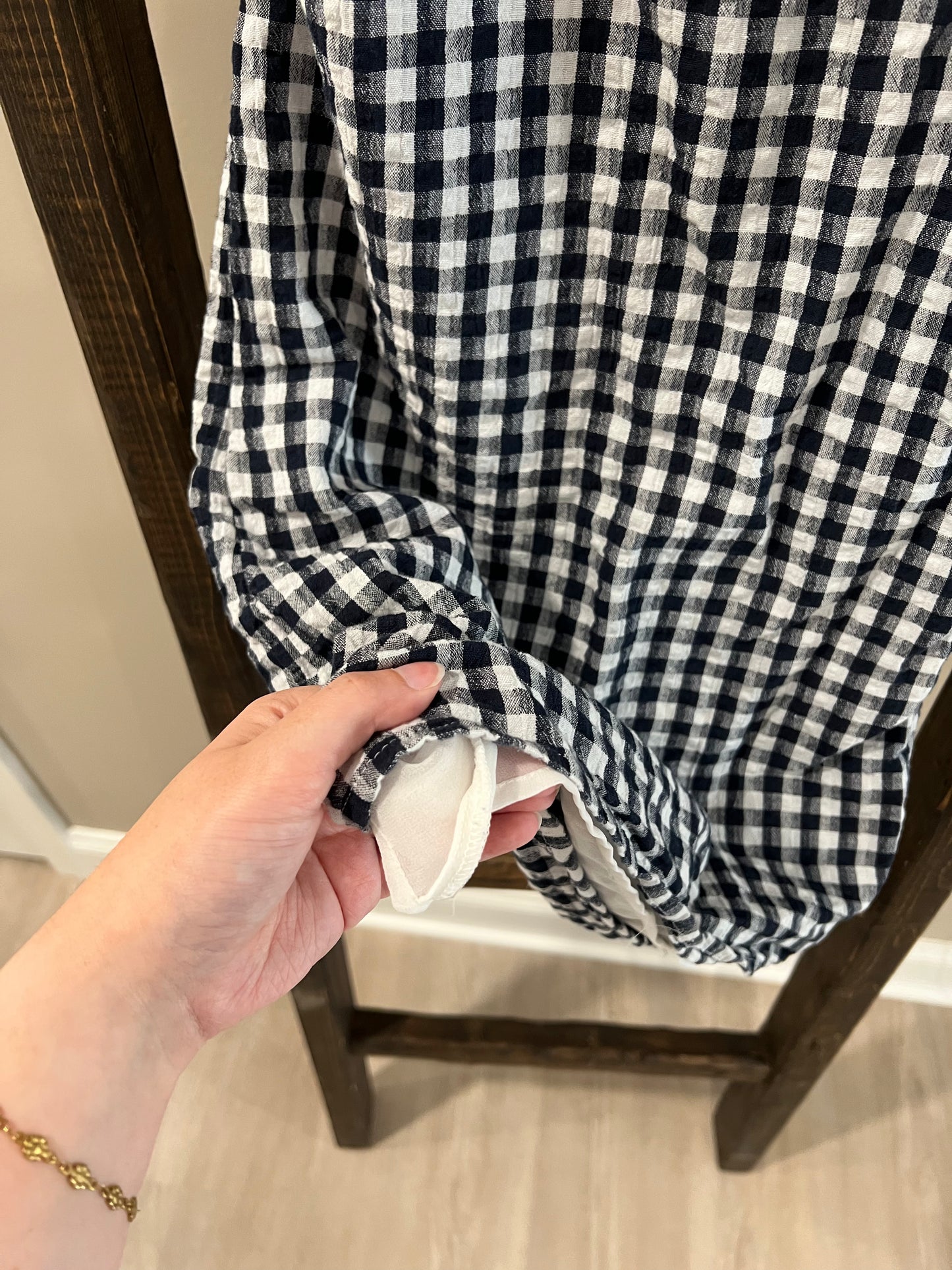 Size XS American Eagle Navy & White Gingham Dress