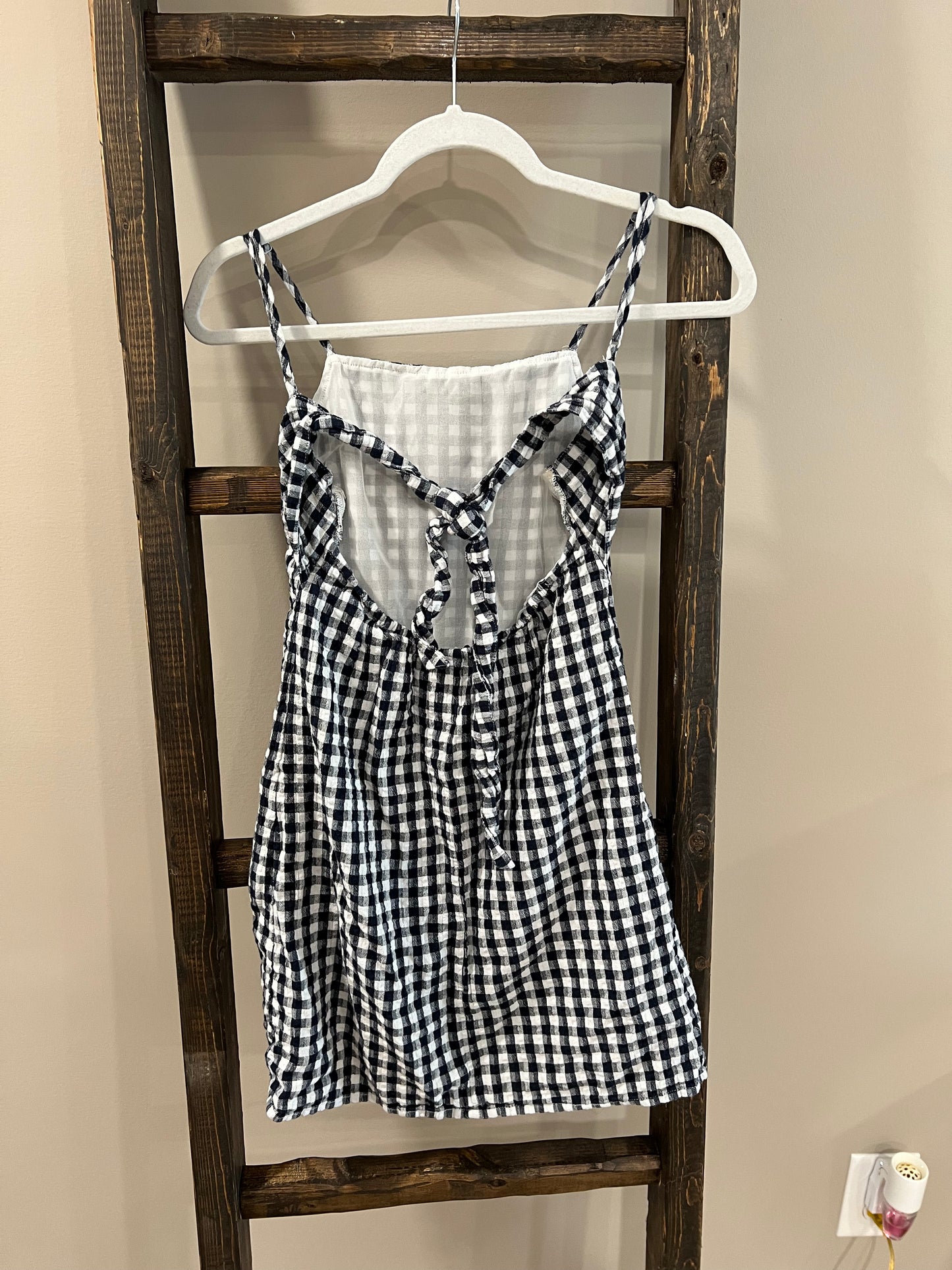 Size XS American Eagle Navy & White Gingham Dress