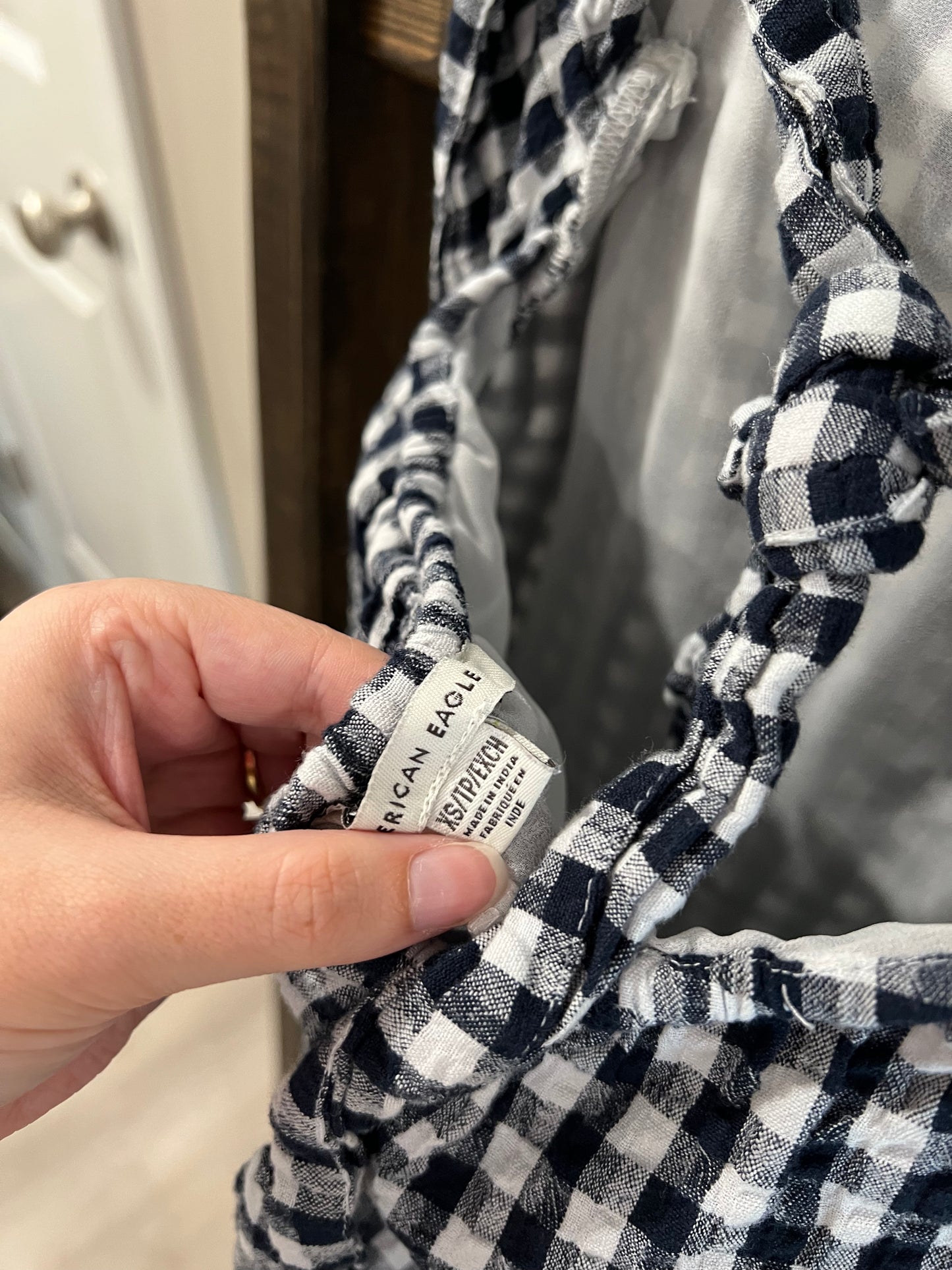 Size XS American Eagle Navy & White Gingham Dress