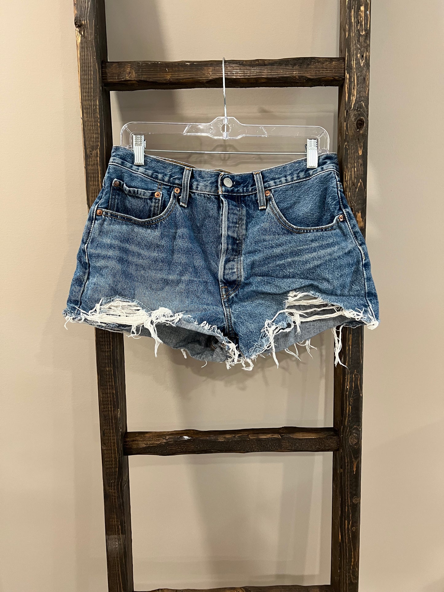 Size 31 Levi 501 Distressed Denim Shorts