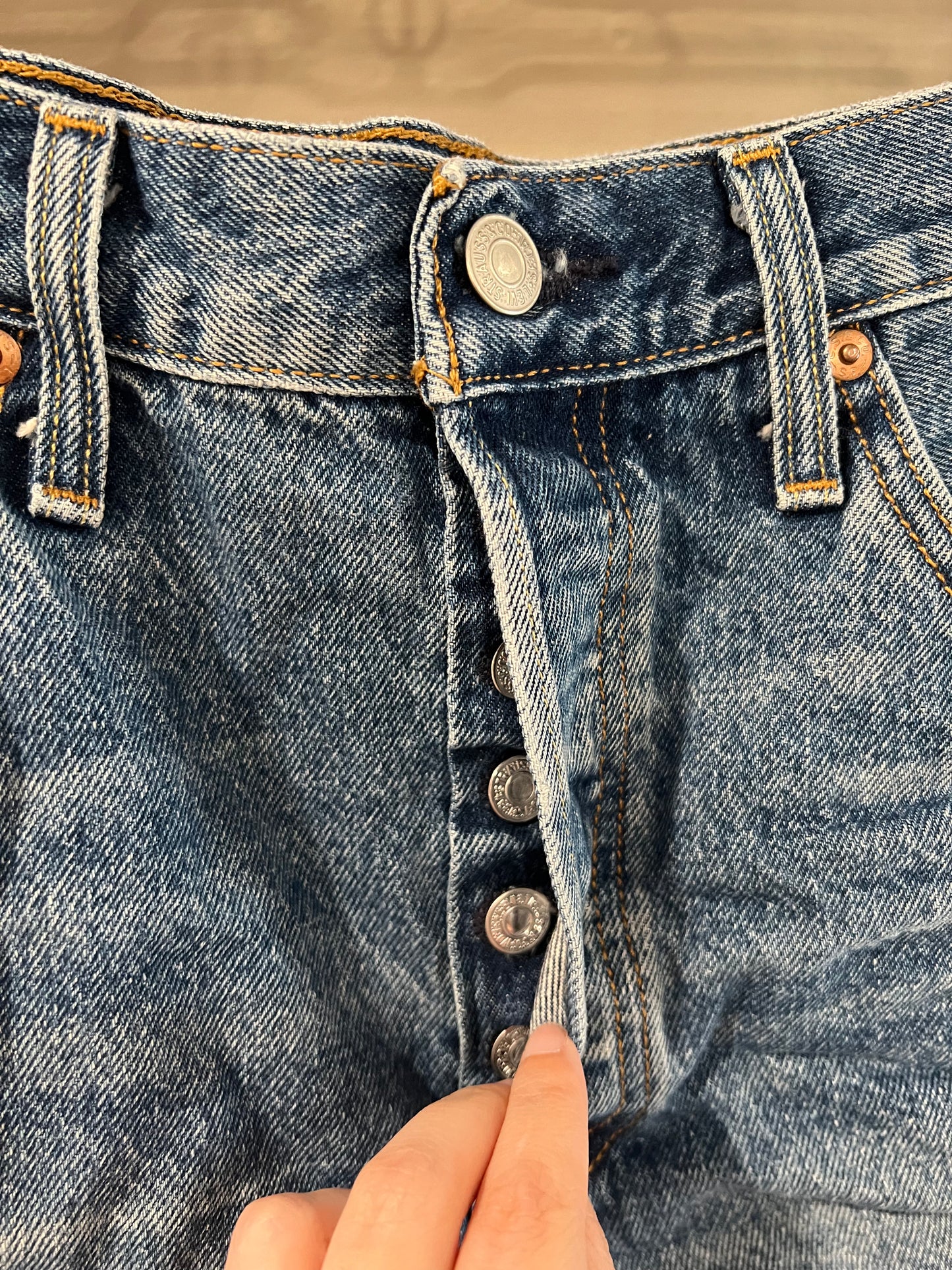 Size 31 Levi 501 Distressed Denim Shorts